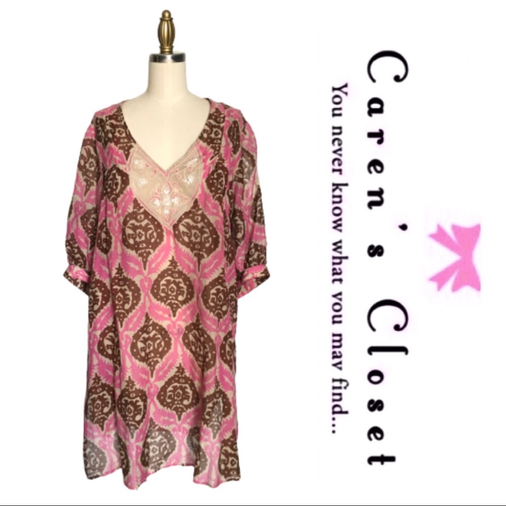 Plenty by Tracy Reese Brown & Pink Boho Tunic - Picture 6 of 7